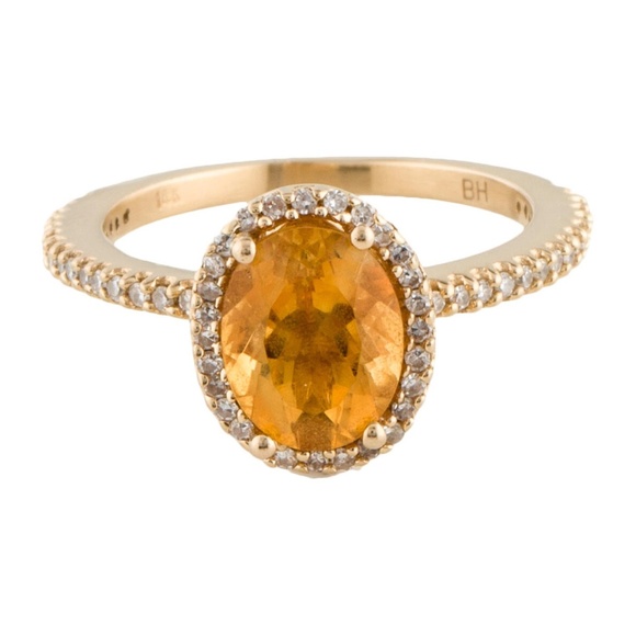 EFFY 14K Gold Citrine & Diamond Cocktail Ring, Size 6. - Picture 4 of 9